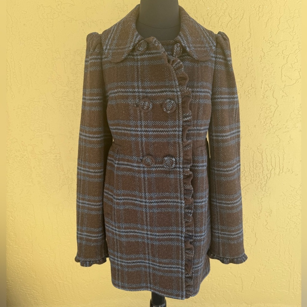 $498 Vintage Y2K JUICY COUTURE Collectible Tweed Wool Pea Coat Sz M BNWT